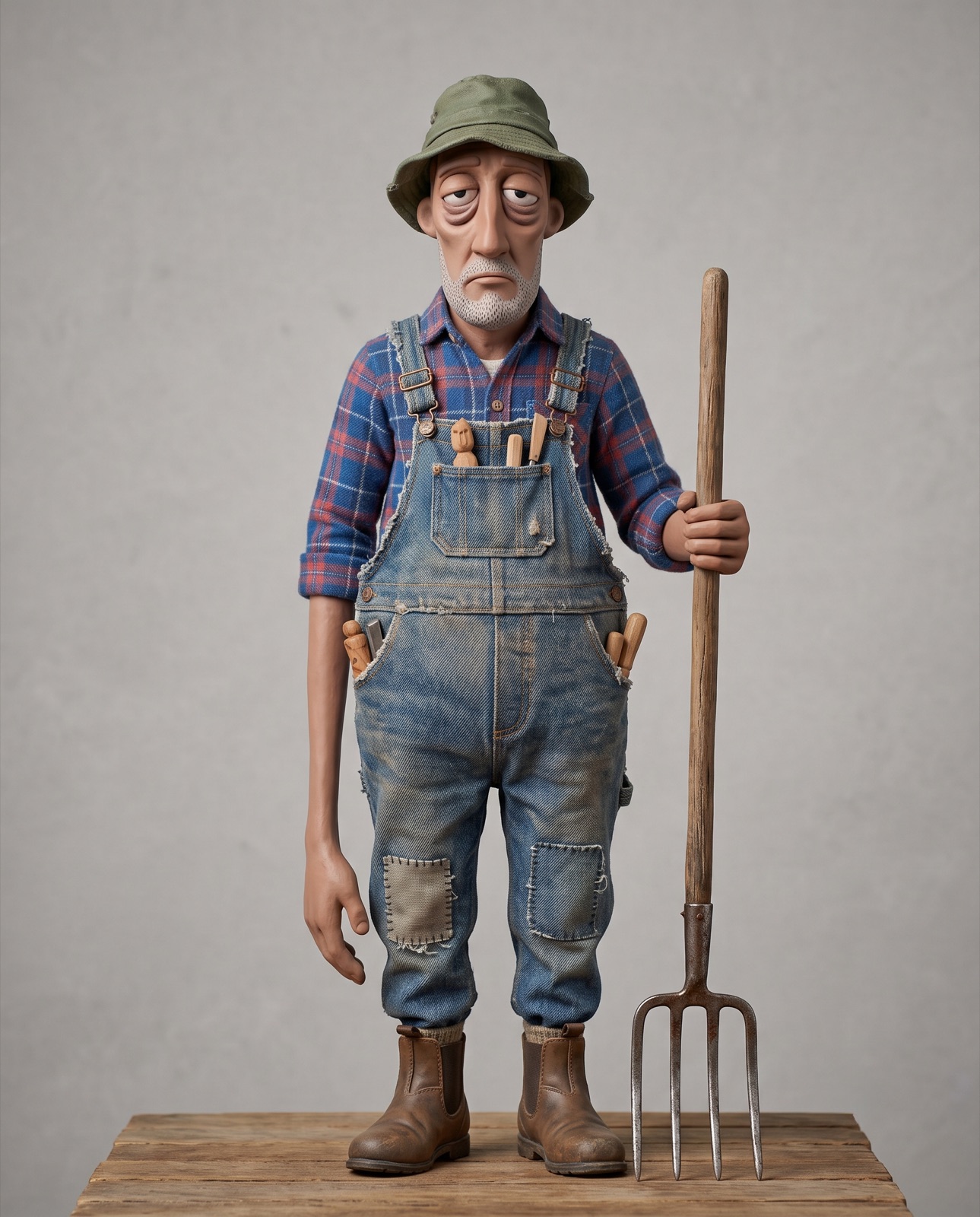 Step 4: worn wardrobe, hat and tools