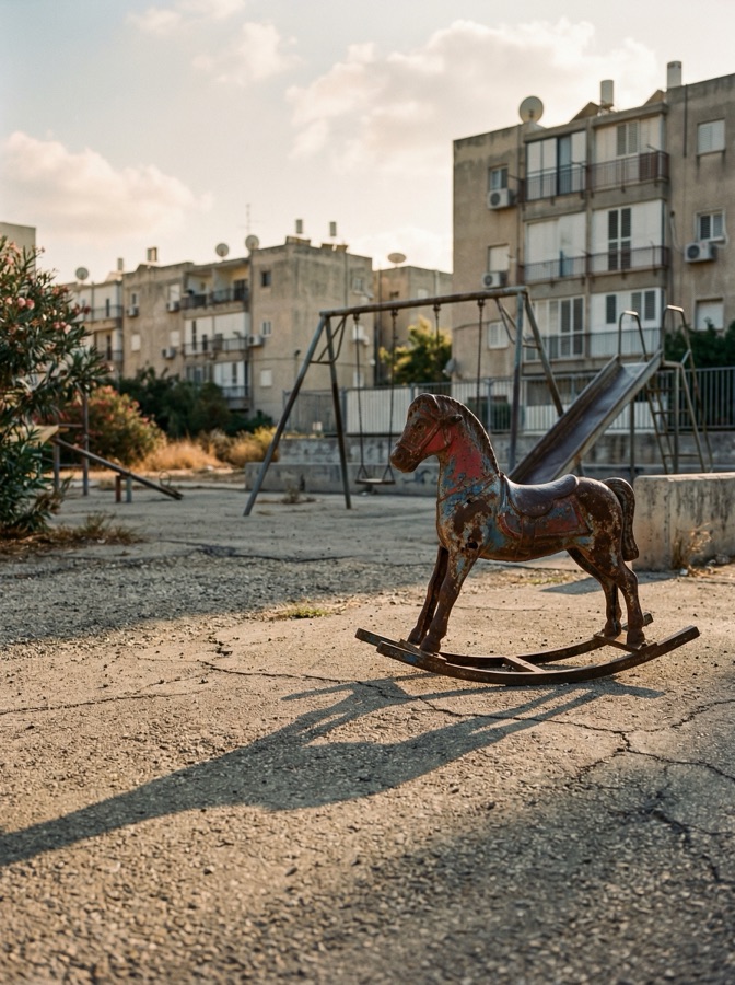 Alternative rocking-horse frame that was cut from the series